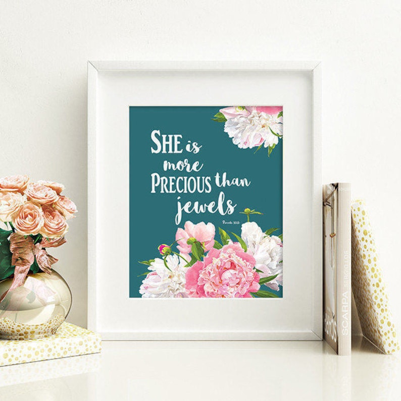 Baby Shower Gift for Daughter Printable Peony Bible Verse Wall Etsy