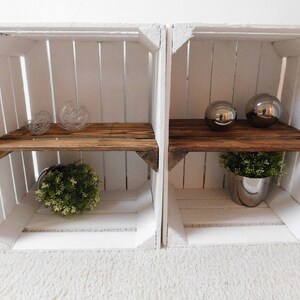 White wooden boxes with intermediate bottom flamed Shabby Chic image 2