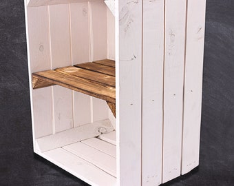 White wooden boxes with intermediate floor (flamed) "Shabby Chic"