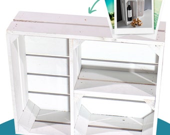 Boîtes décoratives étroites en bois blanc avec 2 étages intermédiaires en forme de T « Shabby Chic »