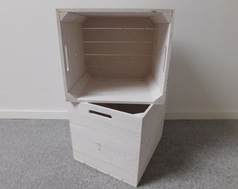 Caisse en bois blanche/caisse en bois « neuve » également adaptée aux étagères Kallax et Expedit comme insert d'étagère