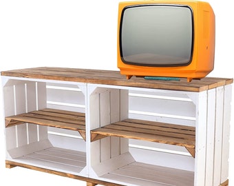 Meuble TV chic, en bois, comme accroche-regard dans le salon, nouveau meuble TV lowboard 100x30x50cm