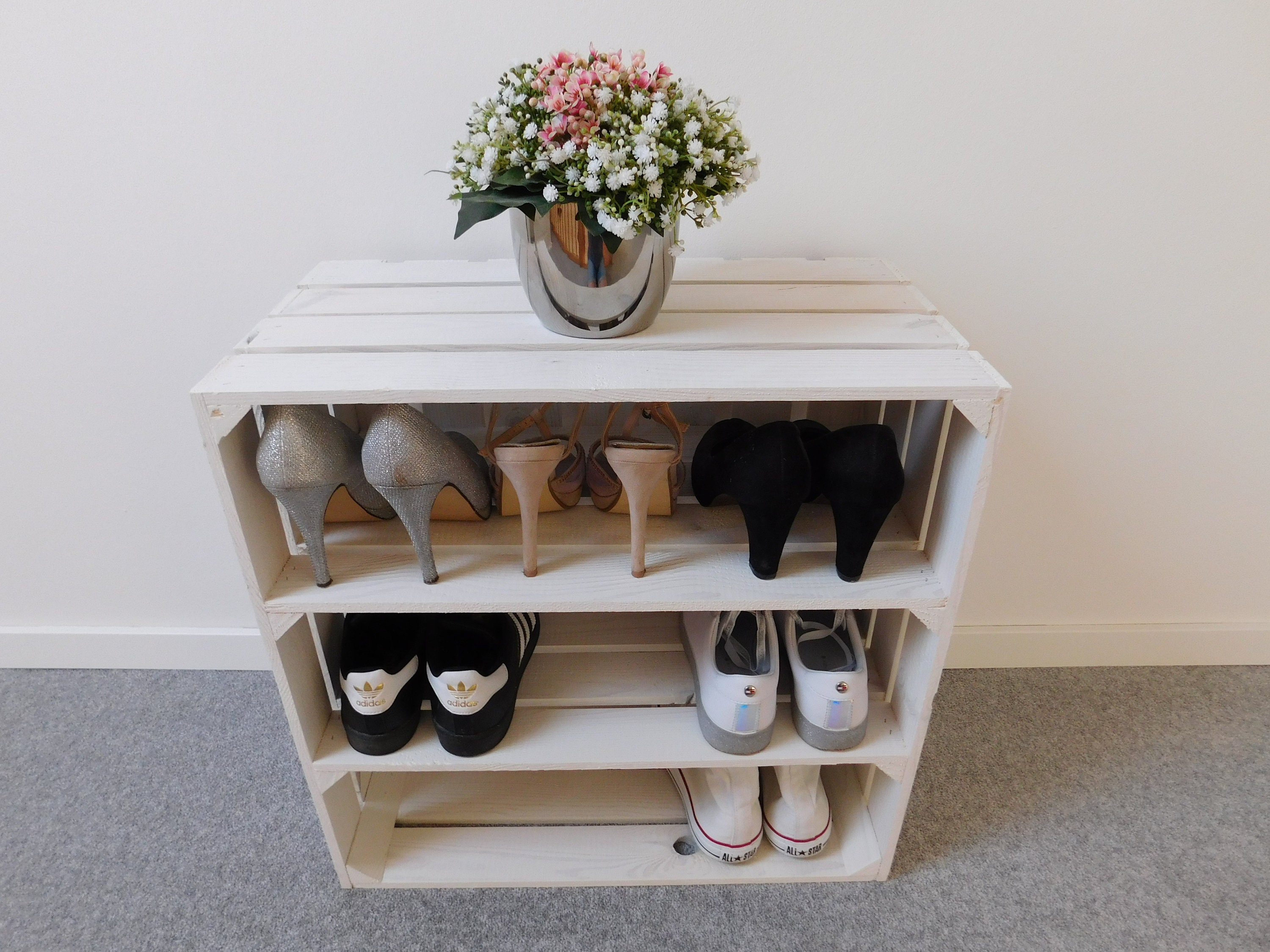 Großes weisses Holzkistenregal mit 2 Böden | Etsy