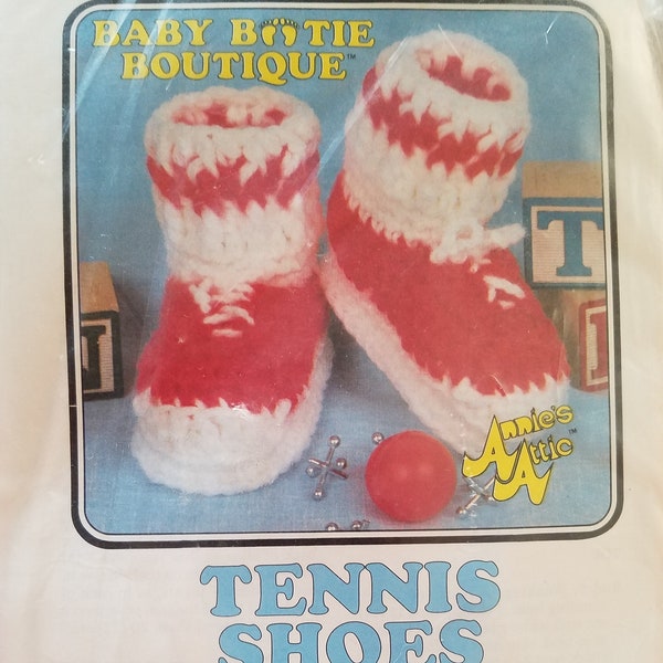 Annie's Attic Crochet Kit Baby Tennis Shoes Booties