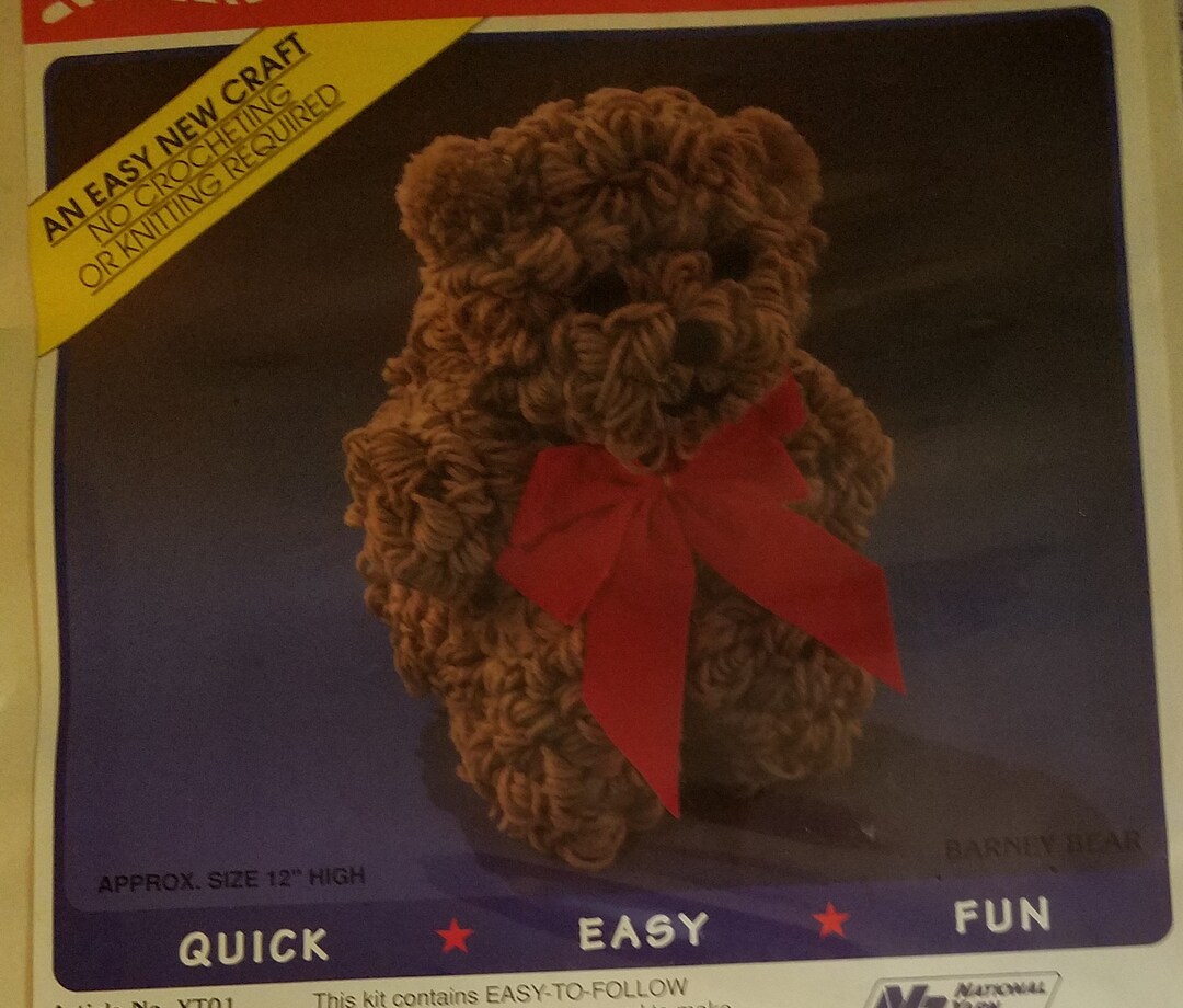 Yarn Bear Kit 12 H National Yarn Crafts Brown Barney Bear Craft Etsy