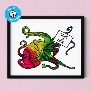 Octopus Painting Printable Art, Octopus Art Print, Octopus Art Instant Download, Octopus Wall Art Digital Download, Octopus Poster Decor