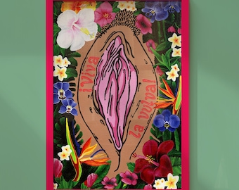 Floral Vulva Kunstdruck, feministische Wand-Dekor