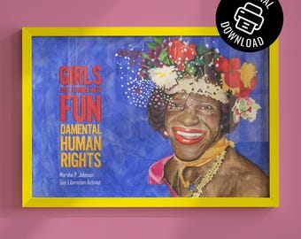 Marsha P. Johnson Art Print: LGBT Rights Poster (Digital Download)