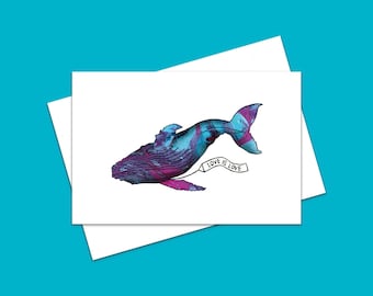 Blue Whale Greeting Card: Love is Love, Ocean Theme