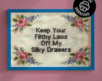 Feminist Art Print: 'Silky Drawers' Pro-Choice Slogan (Digital Download)