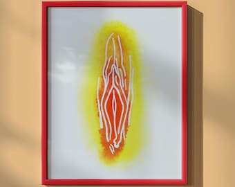 Feministische Vulva Kunstdruck, minimalistische Zeichnung