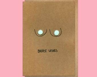 Best Wishes Funny Boob Pun Card - Breast Wishes