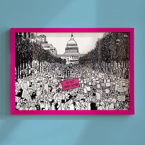 Feminist Art Print, Women's Rights Protest, Pen & Ink Poster, Funny Reproductive Poster