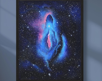 Galaxy Vulva Art Print, Milky Way Feminist Home Decor, Celestial Body Positive Gift for Her