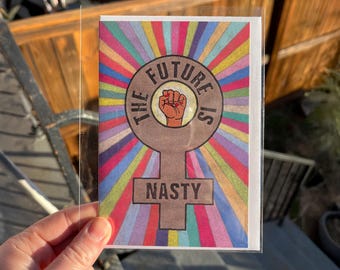 Feminist Greeting Card: Future is Female, Power to the People