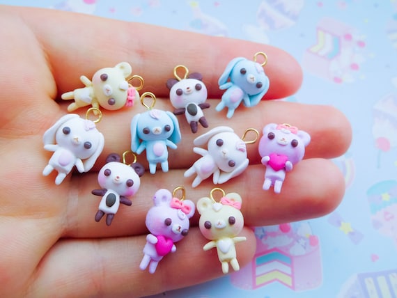 Kawaii animal charm polymer clay jewelry