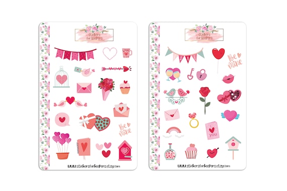 valentines day stickers love stickers bullet journal etsy
