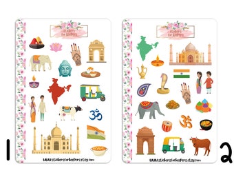 Indien Aufkleber, Neu-Delhi Aufkleber, Reiseaufkleber, Aufkleber Urlaub, Bullet Journal Aufkleber, Planeraufkleber, Länderaufkleber