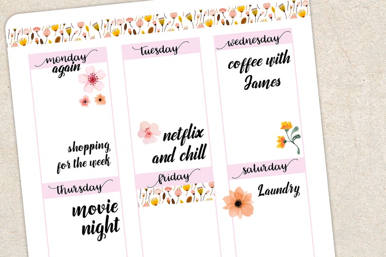 Floral Stickers, Bullet Journal Stickers, Flower Stickers, Decorative Stickers, Planner Stickers, TN Stickers, Floral Planner Stickers image 5