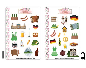 Deutschland Sticker, Berlin Sticker, Reise Sticker, Sticker Urlaub, Bullet Journal Sticker, Planer Sticker, Country Sticker