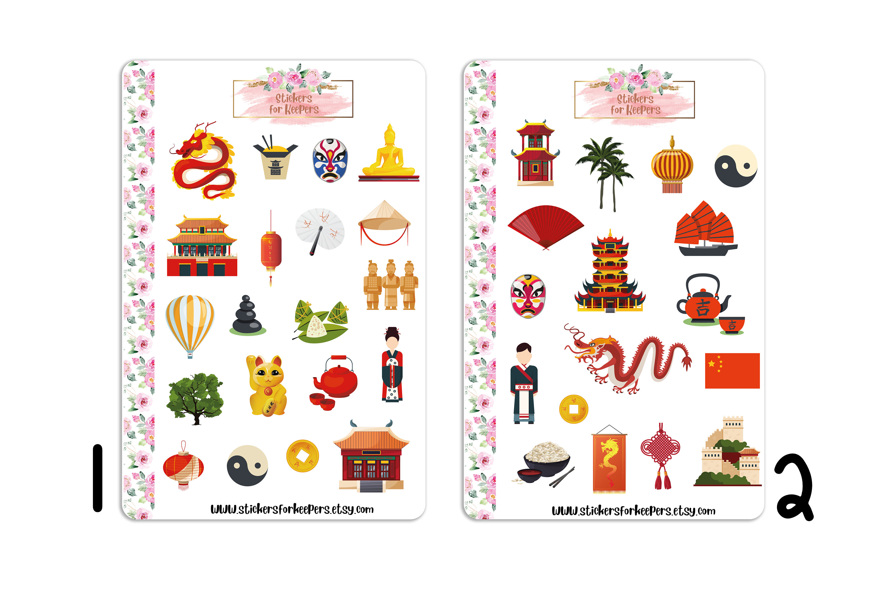 Chinese New Year Sticker Sheet Bullet Journal Stickers, Planner