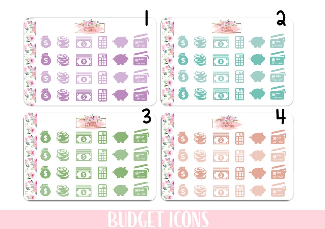 Budget Icon Stickers, Icon Stickers, Budget Stickers, Functional ...