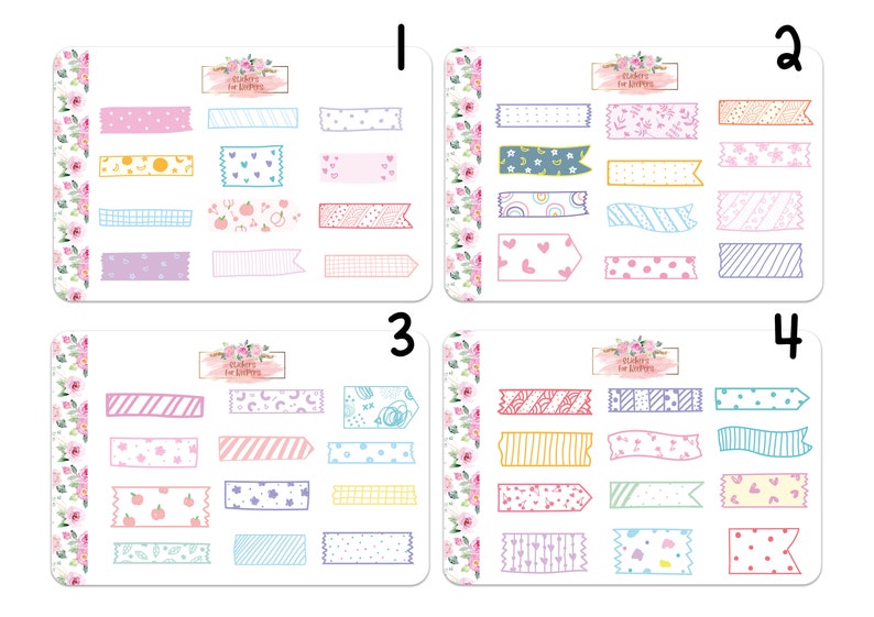 Washi Stickers Washi Tape Stickers Washi Strips Stickers Etsy