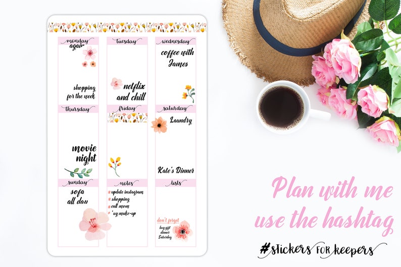 Floral Stickers, Bullet Journal Stickers, Flower Stickers, Decorative Stickers, Planner Stickers, TN Stickers, Floral Planner Stickers image 2