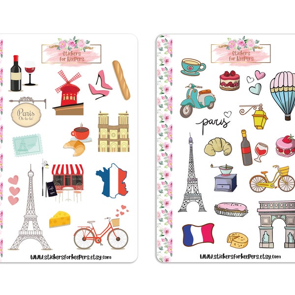 France Stickers, Paris Stickers, Travel Stickers, Holidays Stickers, Stickers, Bullet Journal Stickers, Planner Stickers, Stickers