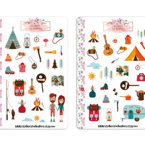 Labels Camping stickers Deco stickers for bullet journal Camping planner stickers Scrapbook stickers Glamping stickers