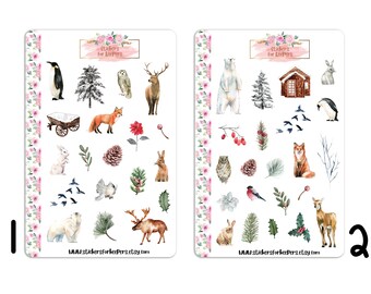 Animals Stickers, Winter Stickers, Woodland Animals Stickers, Decorative Stickers, Planner Stickers, Bullet Journal Stickers, Stickers