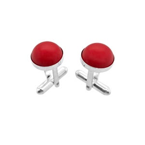 Sterling silver cufflinks Coral framed ø12 (S1579) Silver [925]