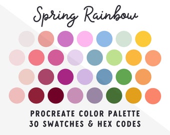 Procreate Color Palette, iPad Procreate Tools, Digital Download, Hex Codes, Color Swatches, Bright Pastels