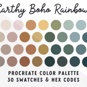 Earthy Boho Rainbow Procreate Color Palette, iPad Procreate Tools, Digital Download, Hex Codes, Color Swatches