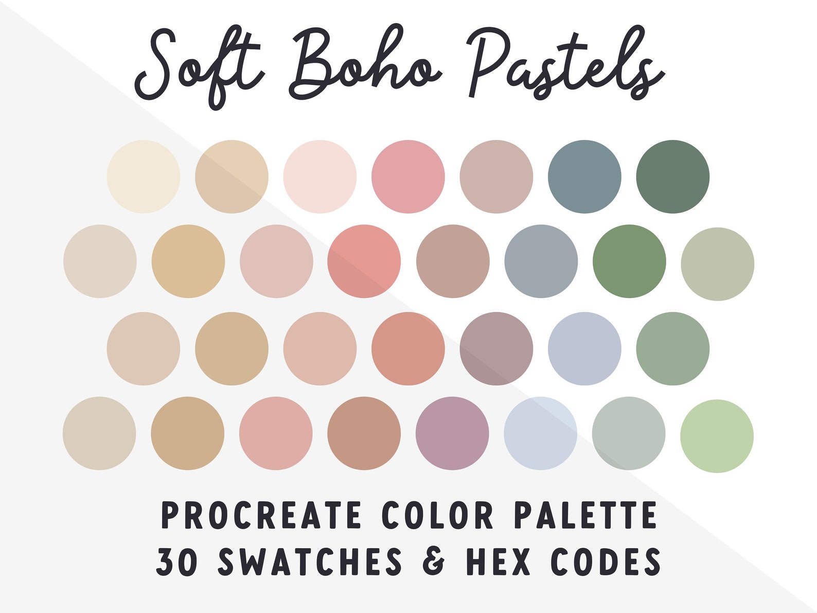 Soft Boho Pastels Procreate Color Palette, iPad Procreate Tools ...