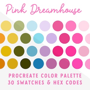 Pink Dreamhouse Color Palette, iPad Procreate Tools, Digital Download, Hex Codes, Barbiecore, Color Swatches, Palm Springs Retro Aesthetic