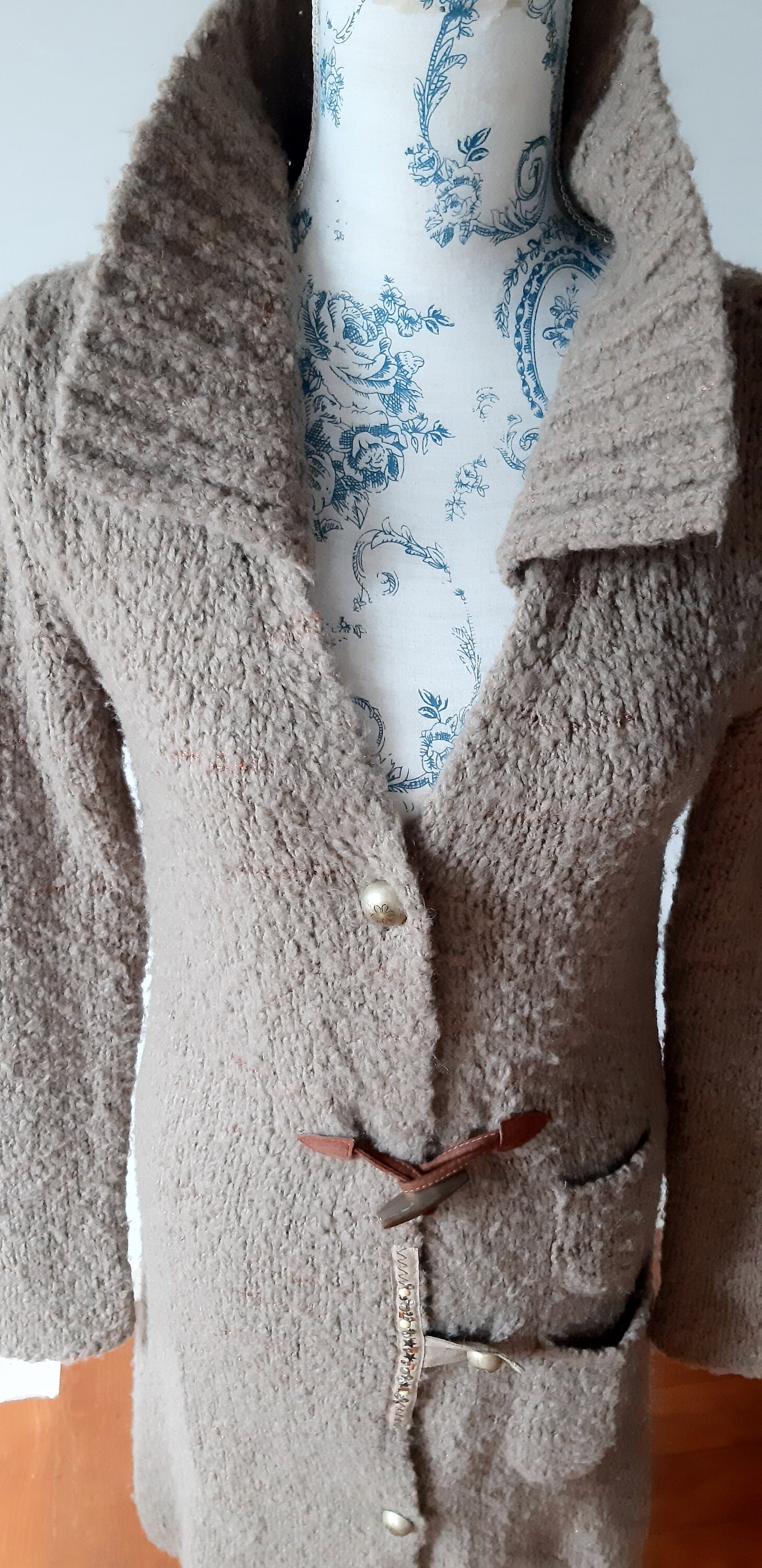 Vintage Wool Mohair Maxi Cardigan: Italian Lurex Coat, Size S