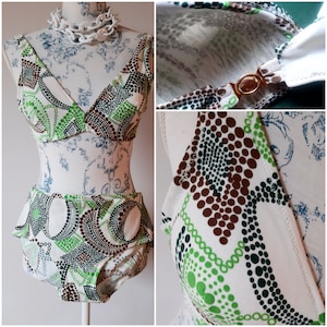 Bikini made in Italy 70s hippie era polka dots psychedelic effect swim suit, brand new size S