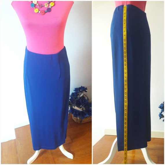 Buy Maxi Pencil Skirt Made in Italy 1980s Viscose Jersey Long Side Split Cobalt Blue Medium Size Versatile and Glam Easy to Combine Mint Online in India Etsy