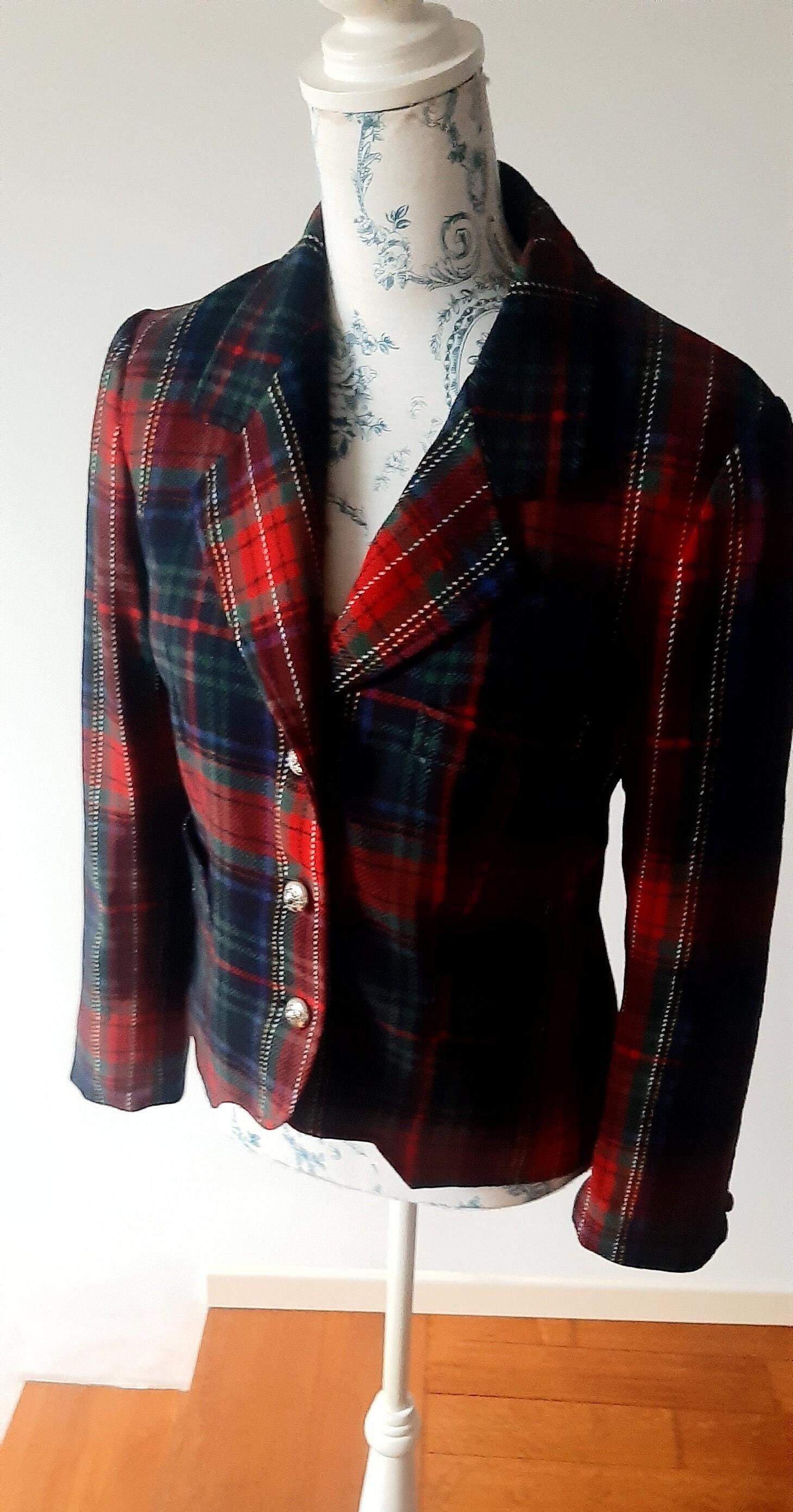 Tartan Wool Blazer: 80s Italian Plaid Jacket, Size M - Etsy