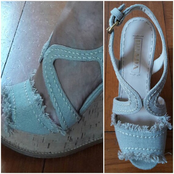 Prada made in Italy wedge shoes décolleté cork pla