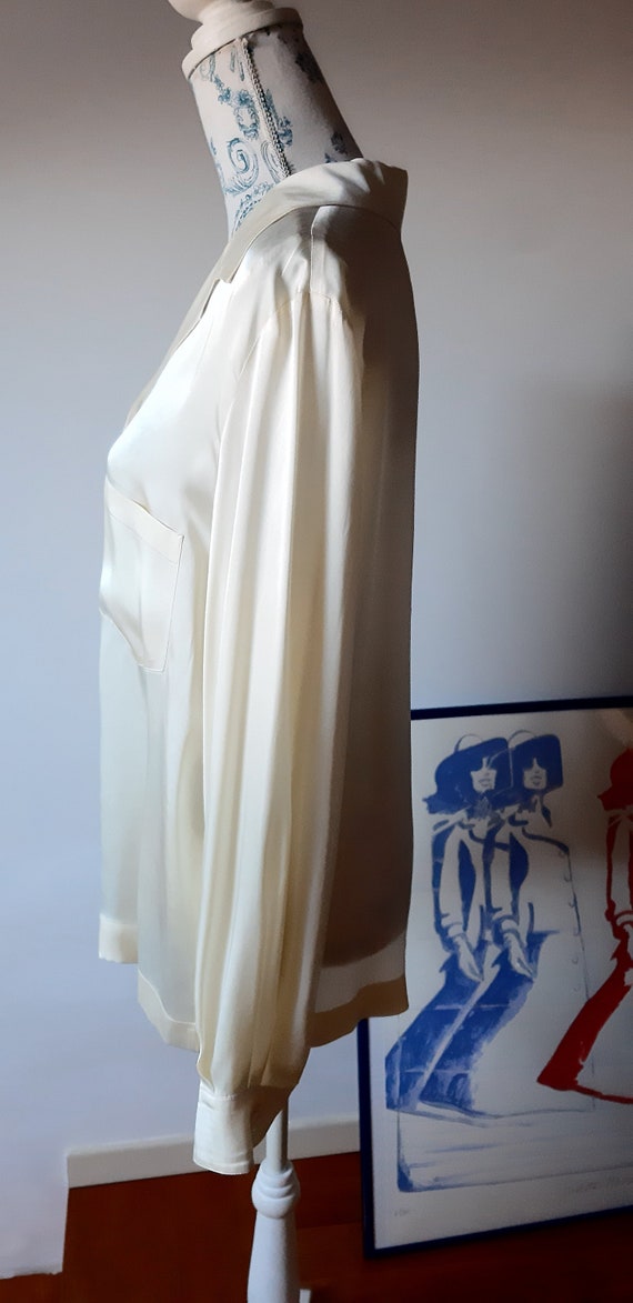 Gianfranco Ferré made in Italy 80s ivory silk blo… - image 4