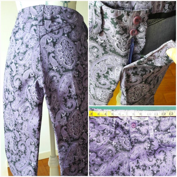 Capri pants made in Italy purple floral printed d… - image 1
