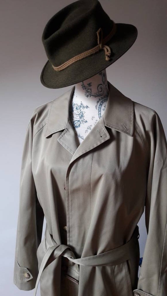 Trench coat Vintage made in Italy 80s olive green… - image 2