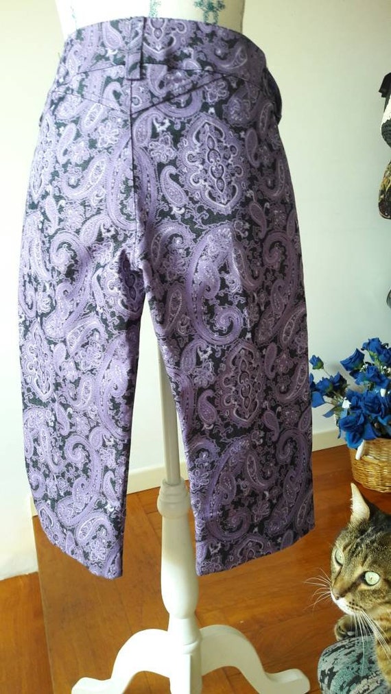 Capri pants made in Italy purple floral printed d… - image 3