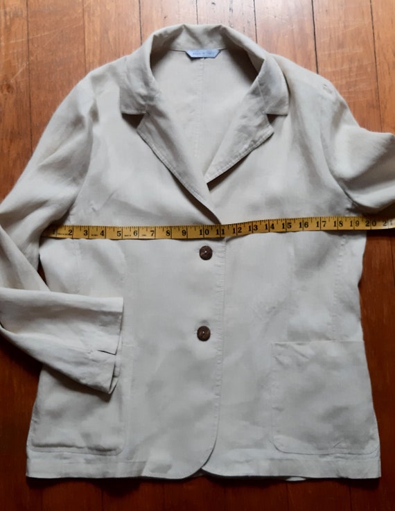Ecru Linen Jacket Made in Italy 2 Wood Buttons Boho Chic and