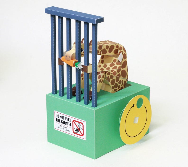 Do Not Feed The Giraffe  Paper Automata Printable PDF image 1