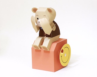 Peek-a-Bear —  Automata, Paper Craft, Instant Download, PDF, DIY