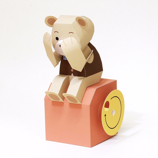 Peek-a-Bear —  Automata, Paper Craft, Instant Download, PDF, DIY