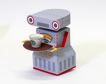 Tee-Servier-Roboter — Automaten, Paper Craft, Instant Download, PDF, DIY